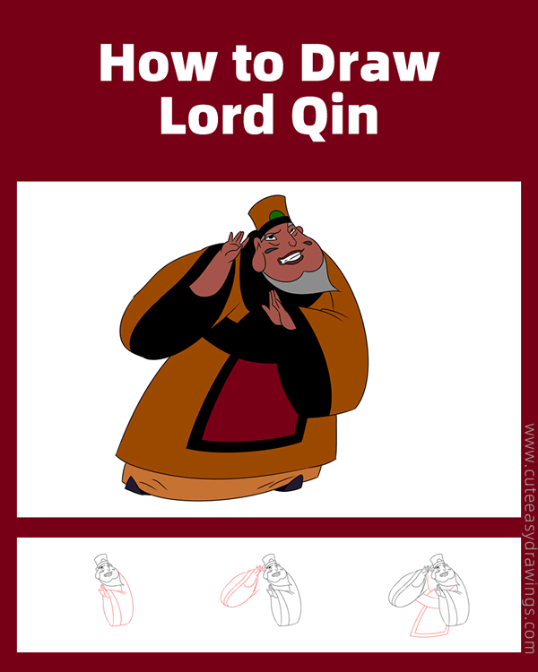 how to draw lord qin from mulan - www.cuteeasydrawings.com