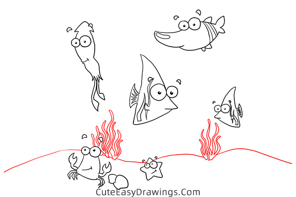 how to draw an underwater scene - www.cuteeasydrawings.com