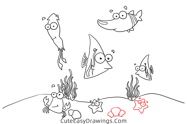 how to draw an underwater scene - www.cuteeasydrawings.com