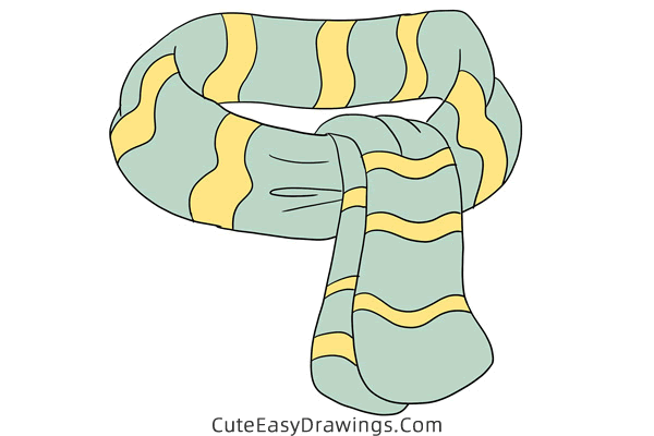 how to draw a scarf - www.cuteeasydrawings.com