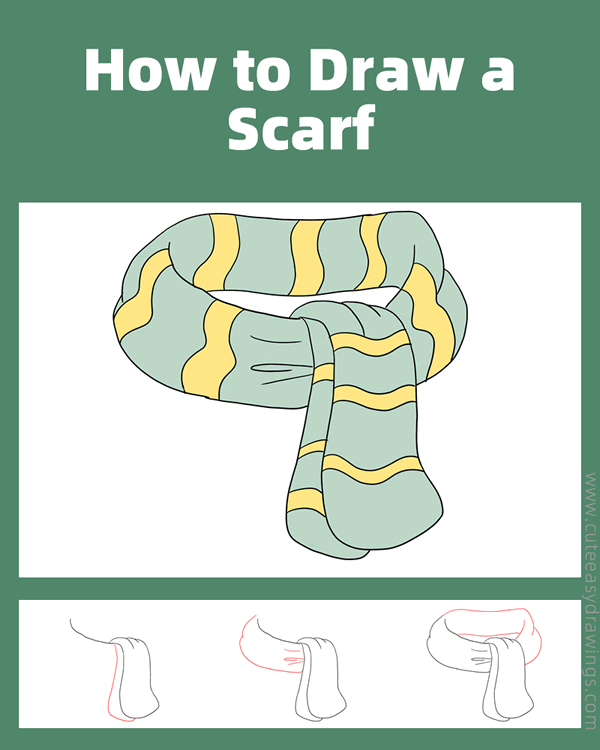 how to draw a scarf - www.cuteeasydrawings.com