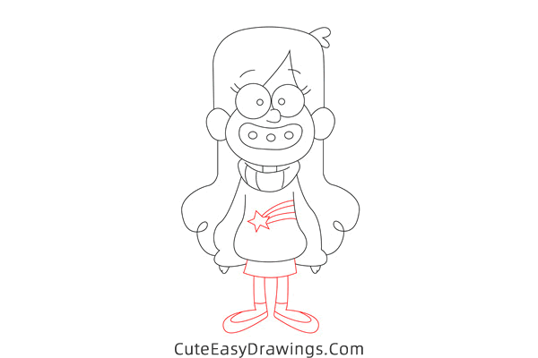 how to draw mabel pines from gravity falls - www.cuteeasydrawings.com