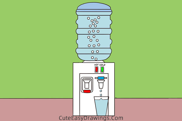 how to draw a water dispenser - www.cuteeasydrawings.com