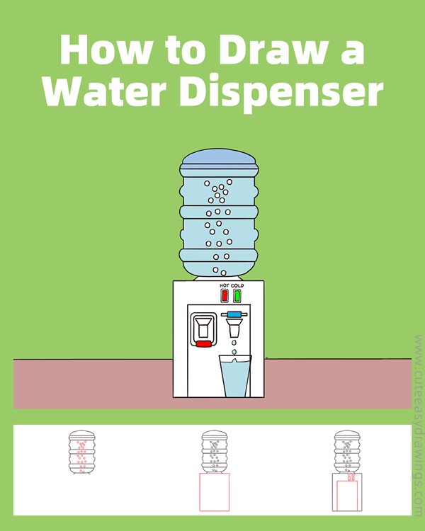 how to draw a water dispenser - www.cuteeasydrawings.com
