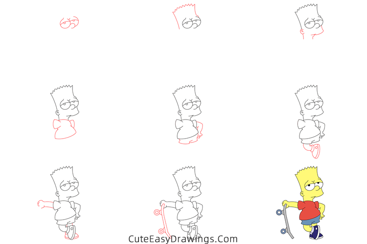 how to draw bart simpson cool - www.cuteeasydrawings.com