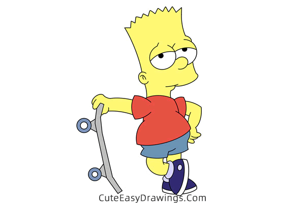 how to draw bart simpson cool - www.cuteeasydrawings.com