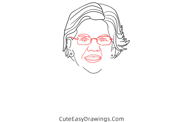 how to draw elizabeth warren - www.cuteeasydrawings.com