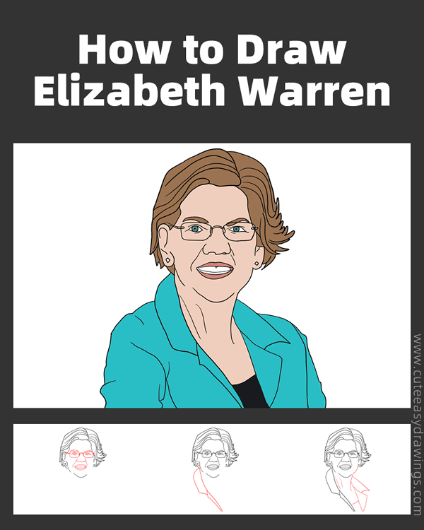 how to draw elizabeth warren - www.cuteeasydrawings.com