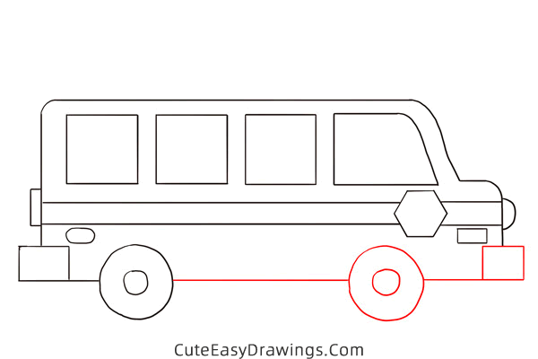 how to draw a school bus - www.cuteeasydrawings.com