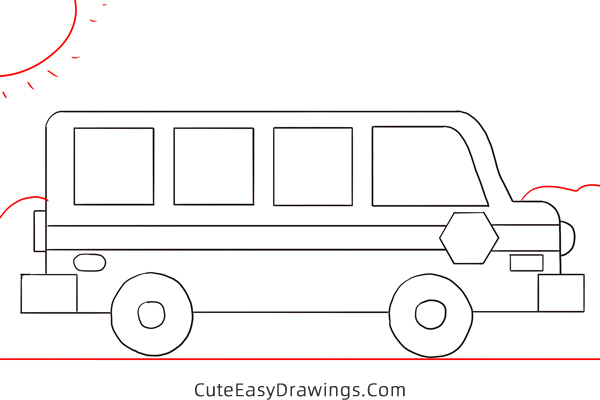 how to draw a school bus - www.cuteeasydrawings.com