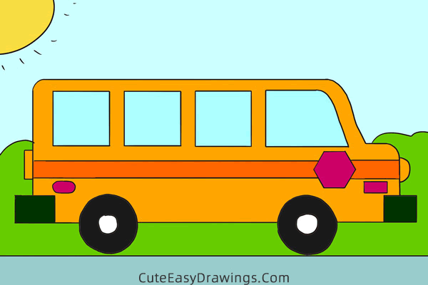 how to draw a school bus - www.cuteeasydrawings.com