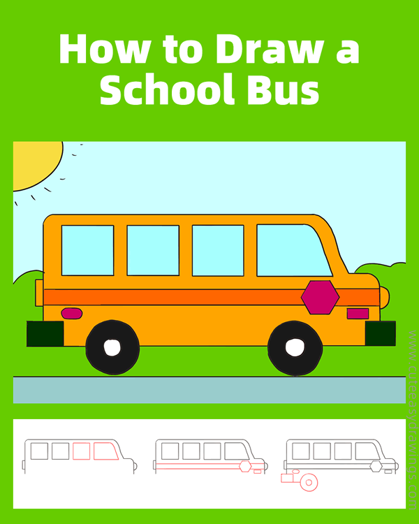 how to draw a school bus - www.cuteeasydrawings.com