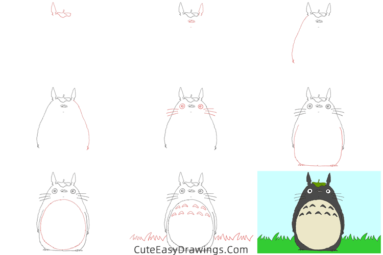 how to draw totoro from anime - www.cuteeasydrawings.com