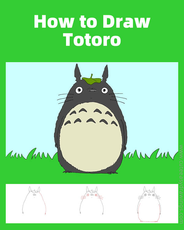 how to draw totoro from anime - www.cuteeasydrawings.com