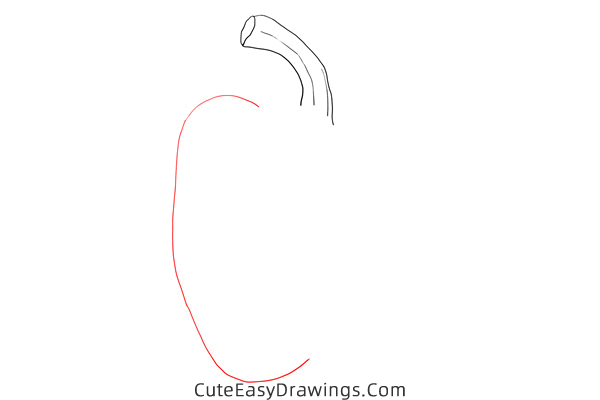how to draw a bell pepper - www.cuteeasydrawings.com
