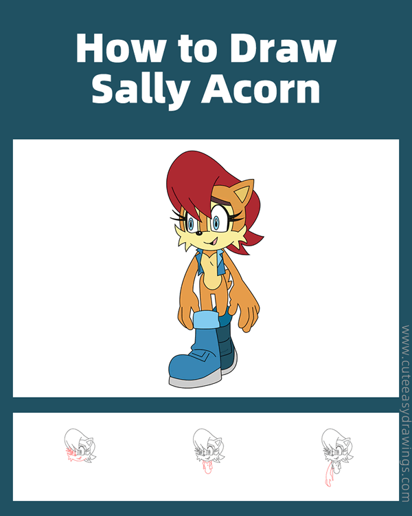 how to draw sally acorn from sonic the hedgehog - www.cuteeasydrawings.com