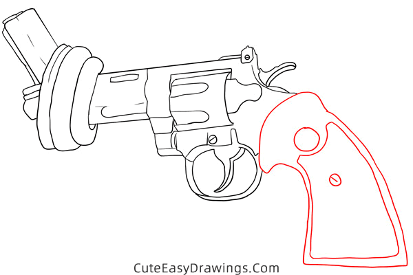 how to draw the knotted gun - www.cuteeasydrawings.com
