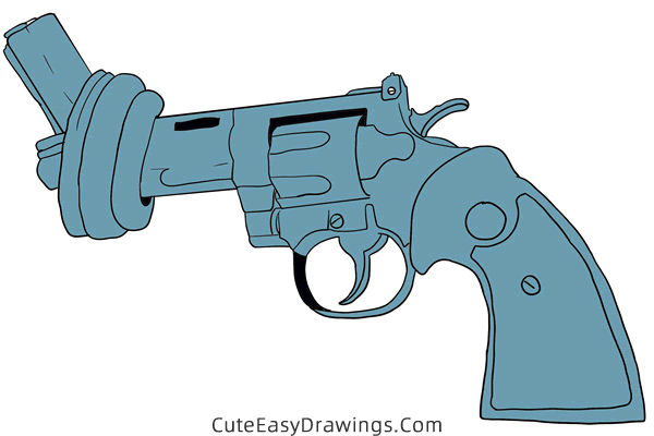 how to draw the knotted gun - www.cuteeasydrawings.com