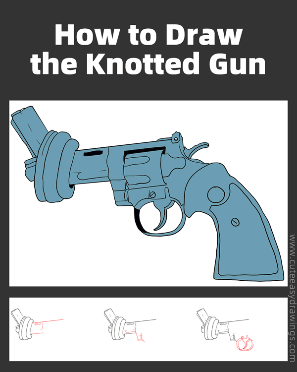how to draw the knotted gun - www.cuteeasydrawings.com