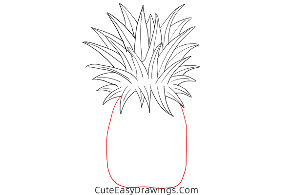 how to draw a pineapple - www.cuteeasydrawings.com