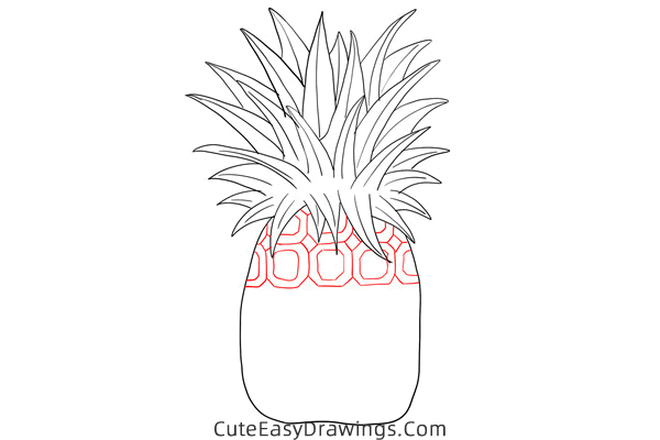 how to draw a pineapple - www.cuteeasydrawings.com