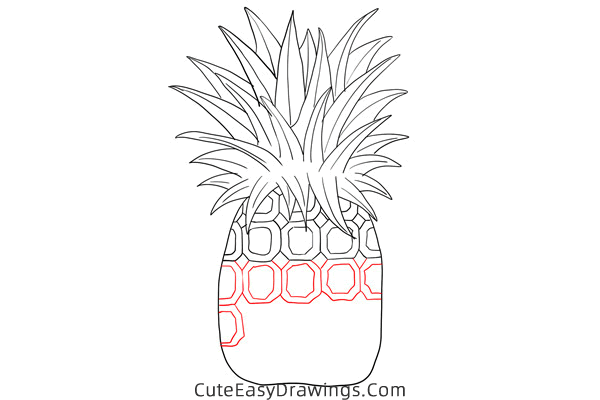 how to draw a pineapple - www.cuteeasydrawings.com