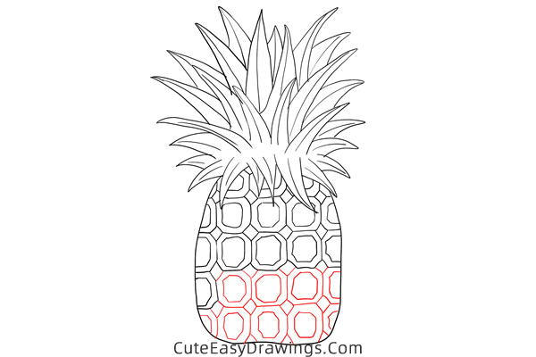 how to draw a pineapple - www.cuteeasydrawings.com