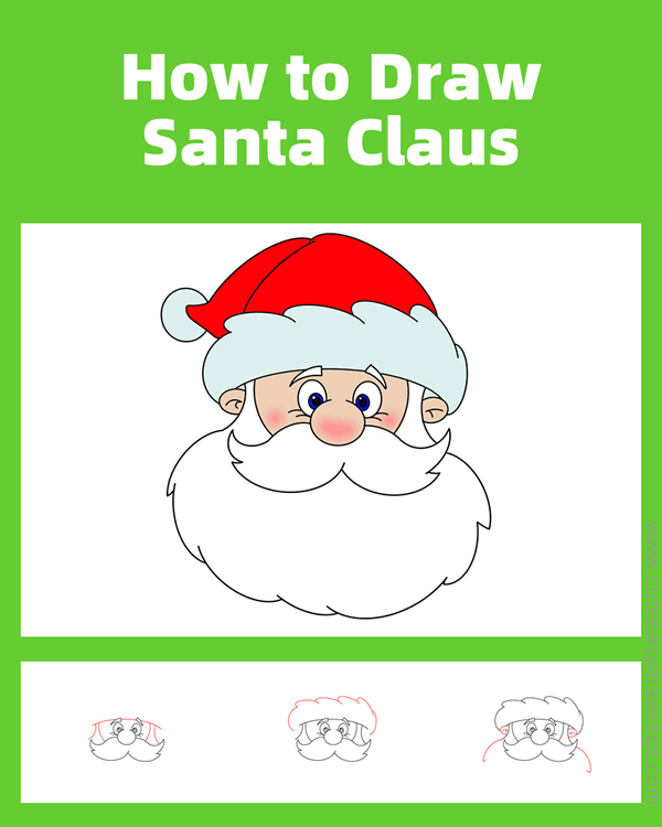 how to draw santa claus head - www.cuteeasydrawings.com
