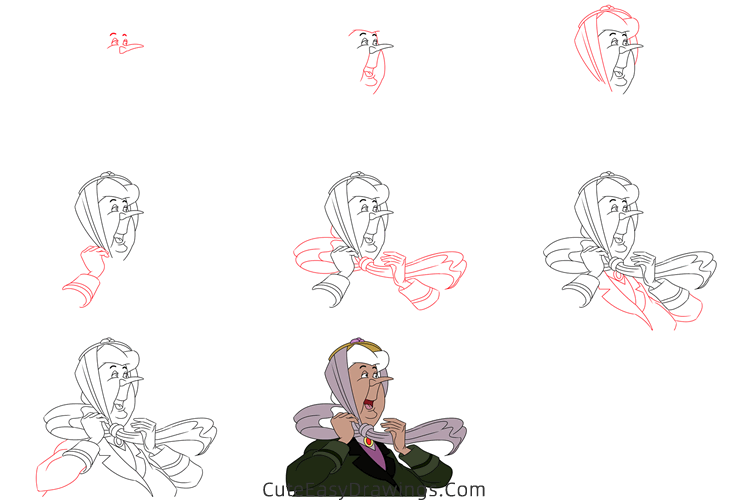 how to draw aunt sarah from lady and the tramp - www.cuteeasydrawings.com