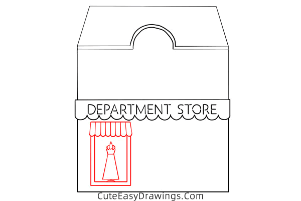 how to draw a department store - www.cuteeasydrawings.com