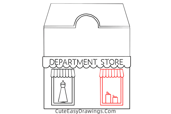 how to draw a department store - www.cuteeasydrawings.com