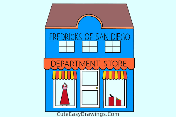how to draw a department store - www.cuteeasydrawings.com