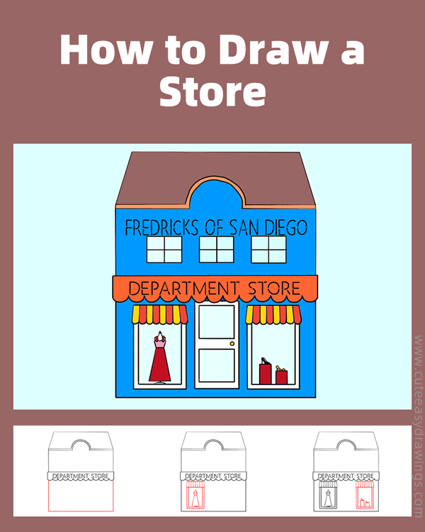 how to draw a department store - www.cuteeasydrawings.com
