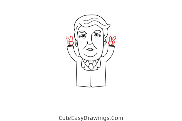how to draw cartoon donald trump - www.cuteeasydrawings.com