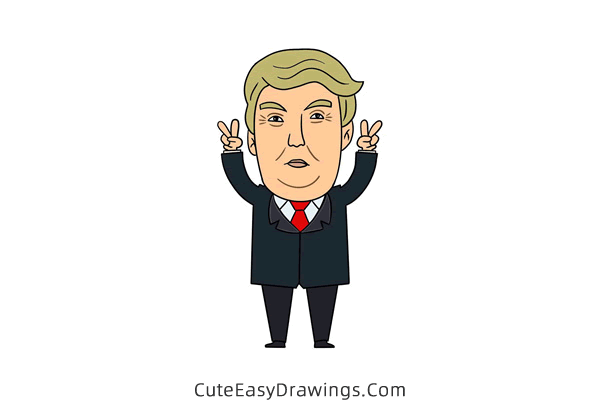how to draw cartoon donald trump - www.cuteeasydrawings.com