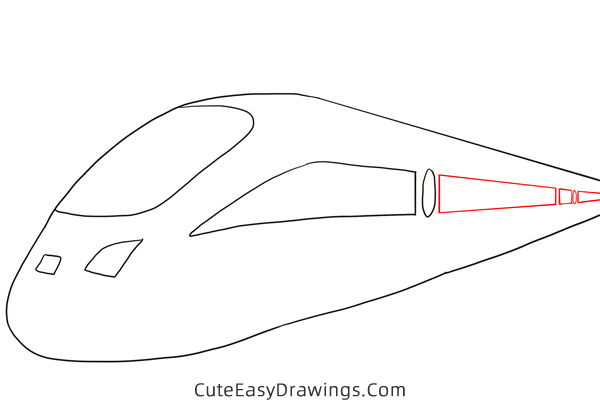 how to draw a bullet train - www.cuteeasydrawings.com
