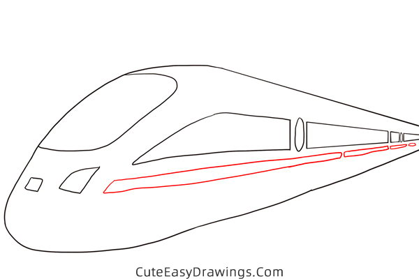 how to draw a bullet train - www.cuteeasydrawings.com