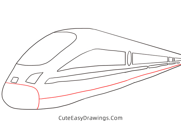 how to draw a bullet train - www.cuteeasydrawings.com