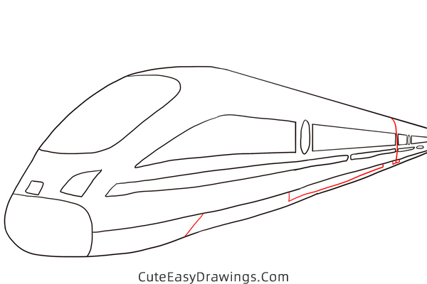 how to draw a bullet train - www.cuteeasydrawings.com
