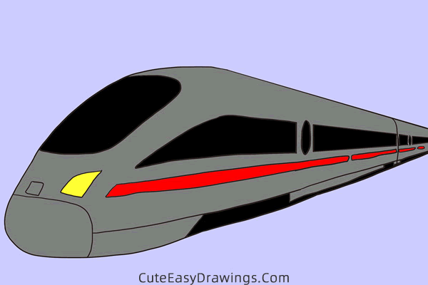 how to draw a bullet train - www.cuteeasydrawings.com