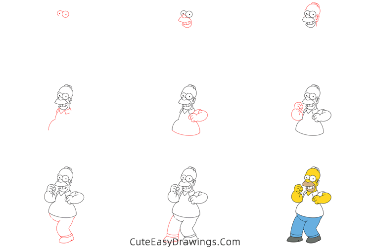 how to draw homer simpson from the simpsons - www.cuteeasydrawings.com