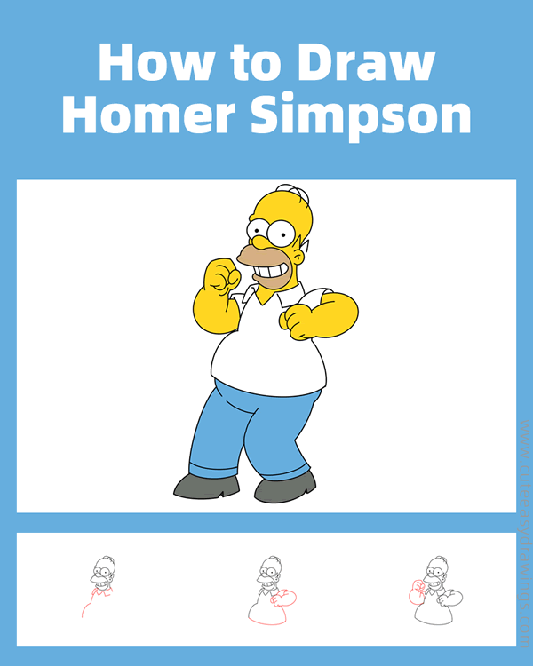 how to draw homer simpson from the simpsons - www.cuteeasydrawings.com