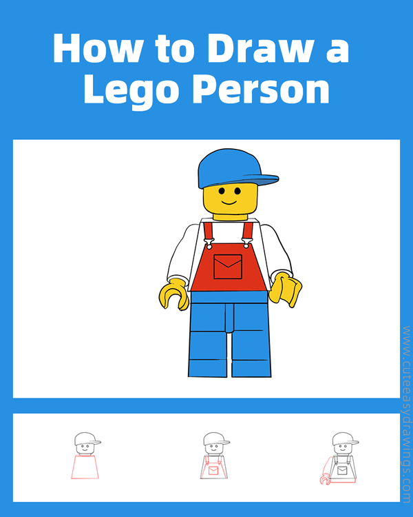 how to draw a lego person - www.cuteeasydrawings.com