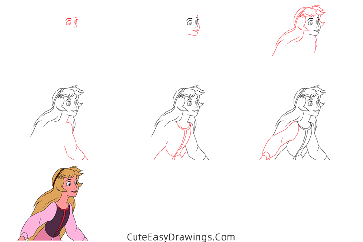 how to draw eilonwy from the black cauldron - www.cuteeasydrawings.com
