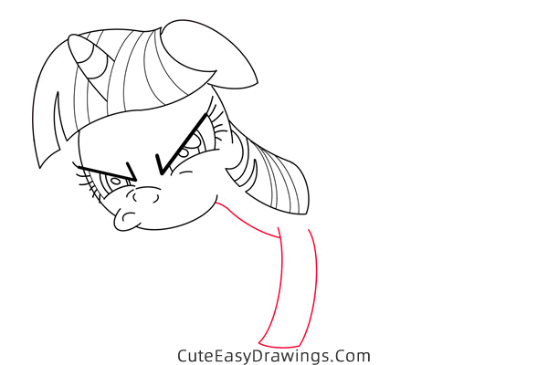 how to draw twilight sparkle making a funny face - www.cuteeasydrawings.com
