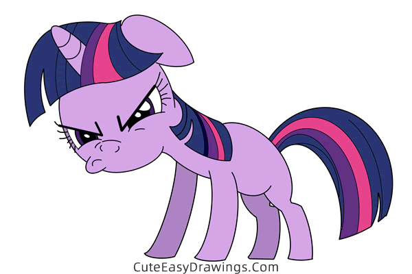 how to draw twilight sparkle making a funny face - www.cuteeasydrawings.com