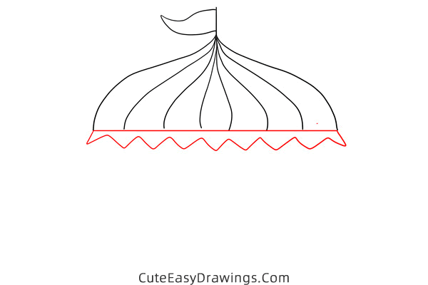 how to draw a circus tent - www.cuteeasydrawings.com