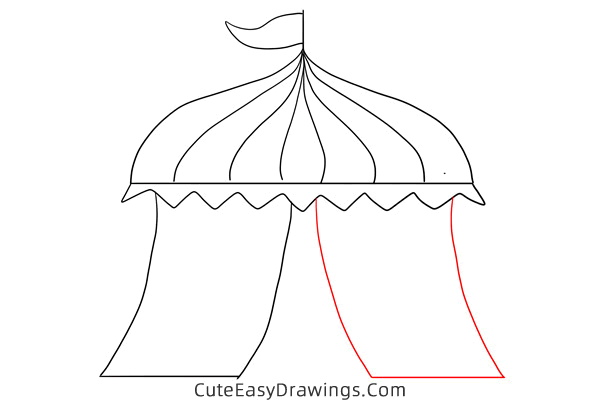 how to draw a circus tent - www.cuteeasydrawings.com