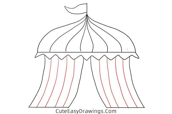 how to draw a circus tent - www.cuteeasydrawings.com