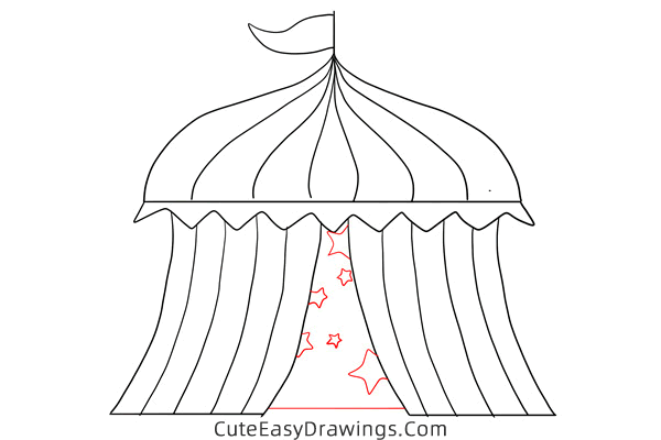how to draw a circus tent - www.cuteeasydrawings.com